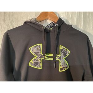 Under Armour‎ Geometric Logo Hoodie Black/Neon Yellow Athletic Sweatshirt MD/M